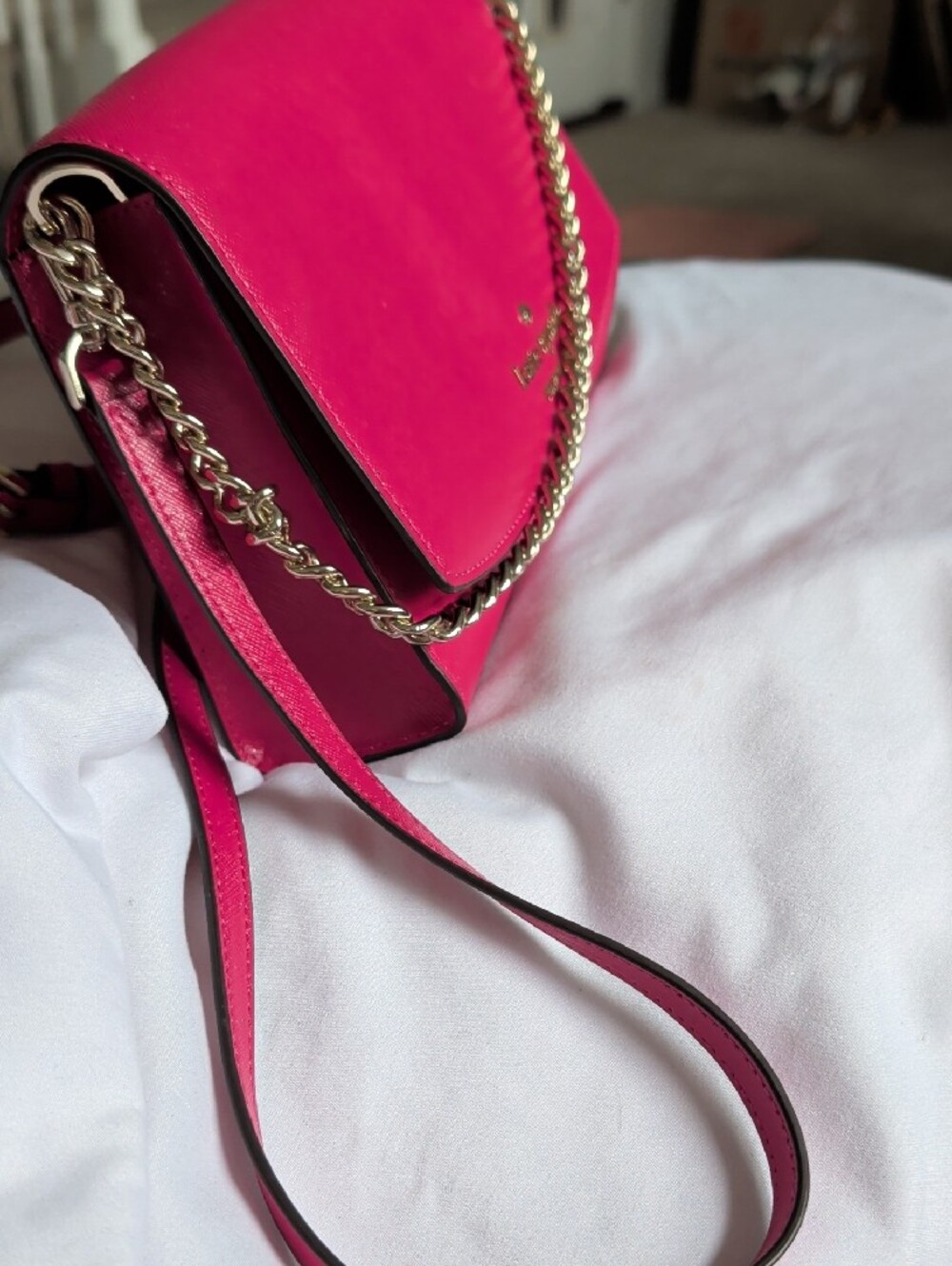 kate spade Magenta Pink Leather Crossbody with Gold Chain - Picture 3 of 4